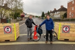 Daniel Stafford with Cllr Liam Walker observing the LTN barrier on Littlemore Road
